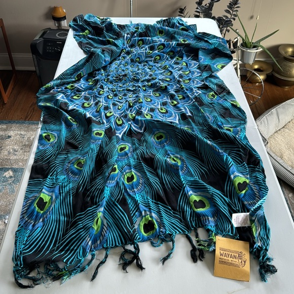 Wyan Natural Wear Peacock Shawl Scarf Multiuse Womens With Tags - Picture 2 of 4